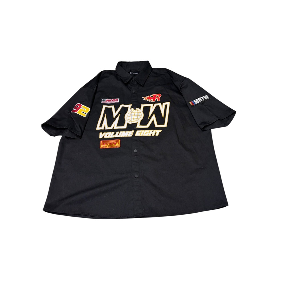 REVIEW Volume Eight MATW Graphic‎ Racing Button Up Shirt Black XL